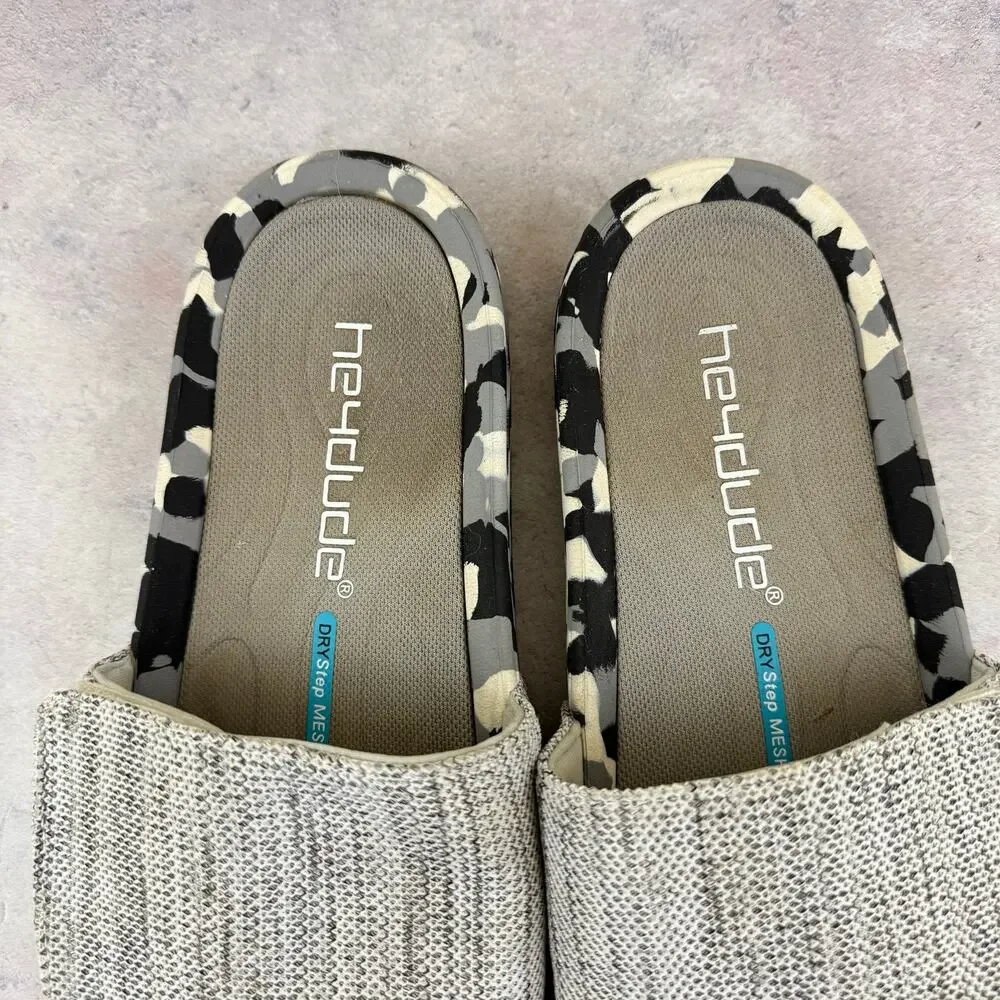 Hey Dude Phoenix Slide Mens 8 Tri Ghost Adjustable Comfort Sandals